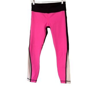 Lululemon Run Pace Tight Leggings size 6 Black Pink Colorblock Luxtreme Pocket